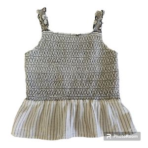 Zara Kids Smocked RuffleTrim Peplum Tank Top Black and Cream Girl's Size 13/14